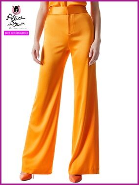 Alice + Olivia Bright Orange Wide-Leg Trousers